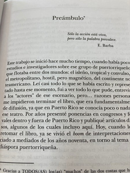 Me llaman desde allá, Teatro y Performance de la diáspora puertorriqueña